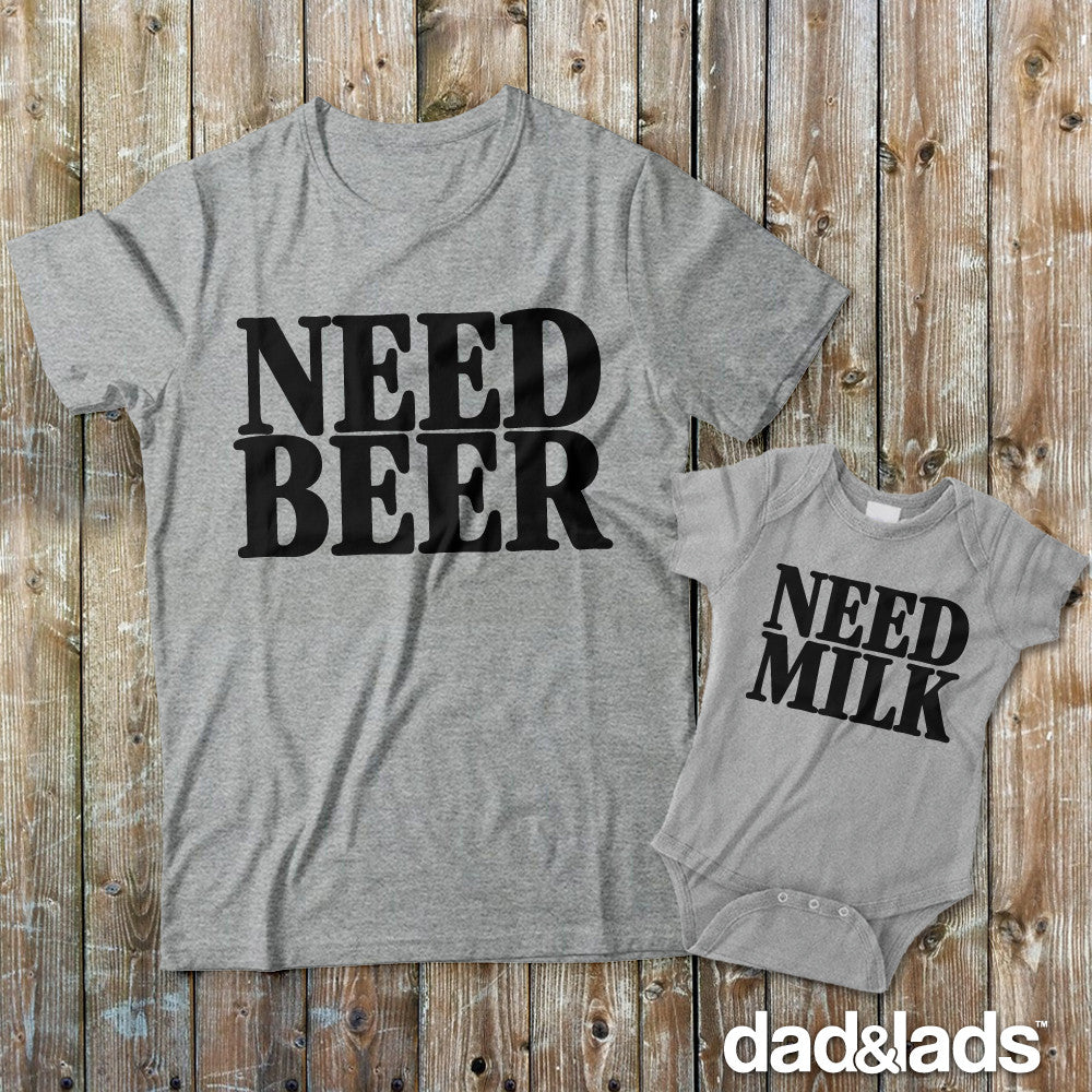 Need Beer and Need Milk Shirts Matching Father Son Shirts from Dad & Lads X-Large/3T Toddler T-Shirt