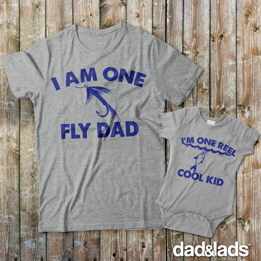 I'm One Fly Dad and I'm One Reel Cool Kid Matching Dad and Baby Shirts – Dad  and Lads