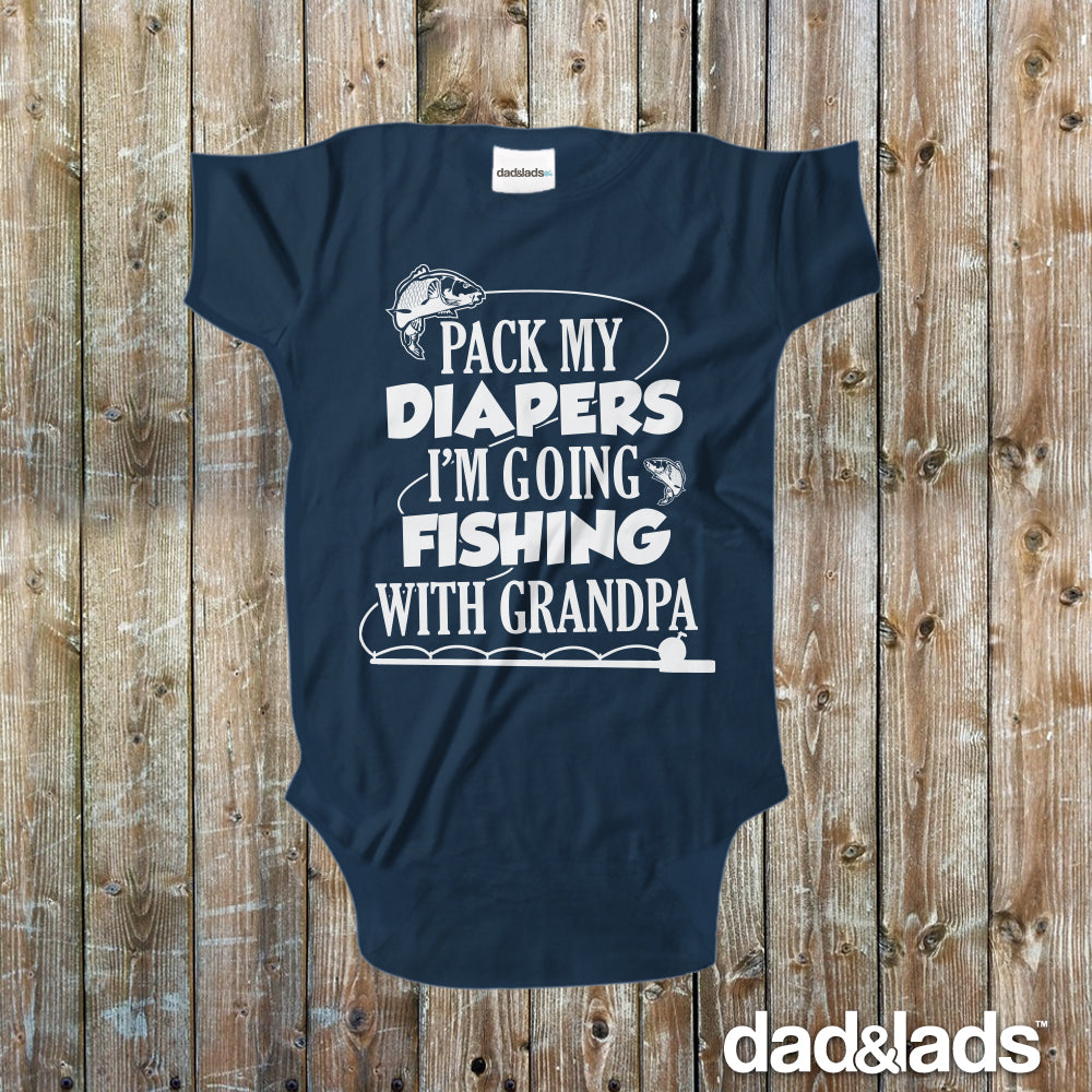 Pack My Diapers I'm Going Fishing With Daddy Newborn Onesie Zipper